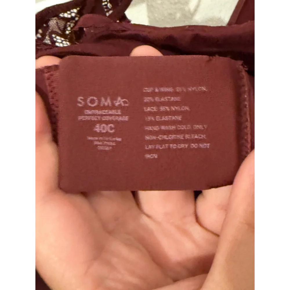 Soma Embraceable Perfect Coverage Elegant Purple Lace Convertible Bra 40C - Picture 4 of 4